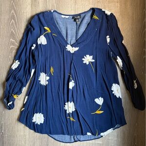a.n.a Navy and Yellow Top